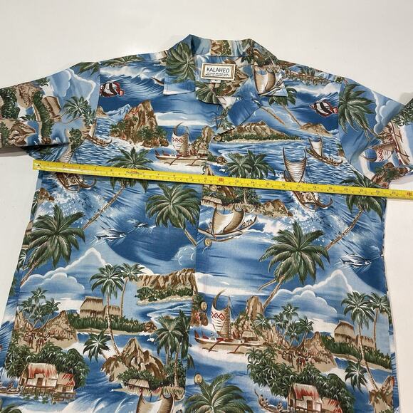 VTG Kalaheo RJC Men’s Hawaiian Button Vacation Shirt Island Wa'a Kaulua Boat M - Picture 6 of 7
